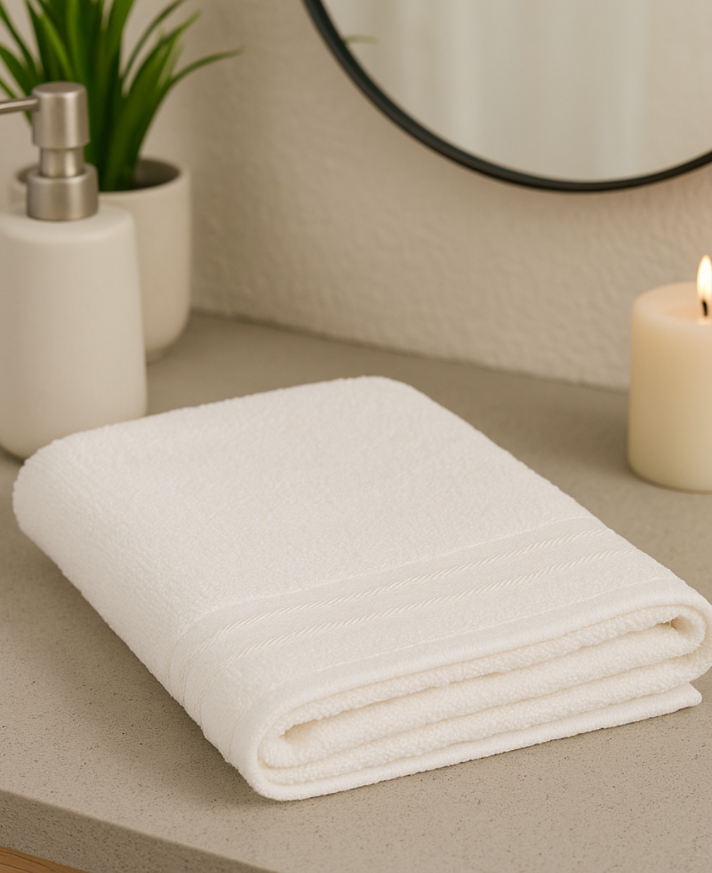 White Cotton Bath & Face Towel Set