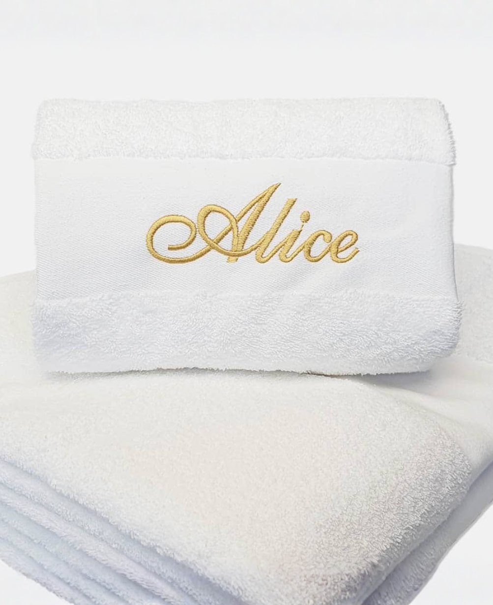 Customisable Name White Cotton Bath Towel