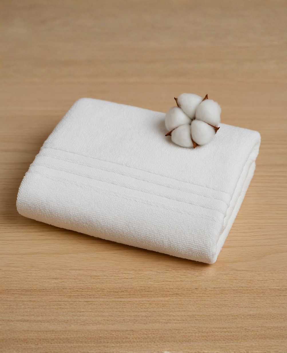 White Cotton Bath & Face Towel Set